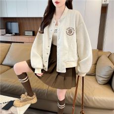 批发实拍 2026新款韩版宽松春秋款绣花拼接小设计华棉卫衣女外套