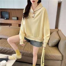 批发实拍 2026新款韩版宽松春秋款立体装饰拼接贝壳插色华棉卫衣女