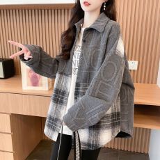 批发实拍原版做工提花面料春季薄款慵懒风拼接衬衫宽松设计感卫衣外套