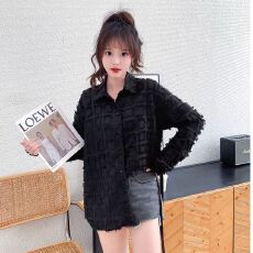 批发实拍 抖音质量春夏防晒衣中长款薄款开衫爆款<b class='q'>衬衫</b>格子流苏外套