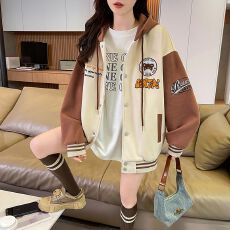 批发实拍 华棉复合牛奶丝棒球服2026年新款<b class='q'>卫衣</b>女连帽纽扣抽绳上衣