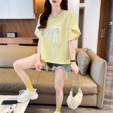 批发实拍短袖t恤女2026夏季新款韩版蝴蝶结时尚百搭上<b class='q'>衣服</b>ins潮