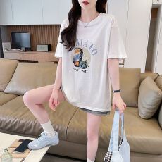 批发实拍雪花棉T恤女圆领短袖夏季新款韩版印花大码宽松ins上<b class='q'>衣服</b>