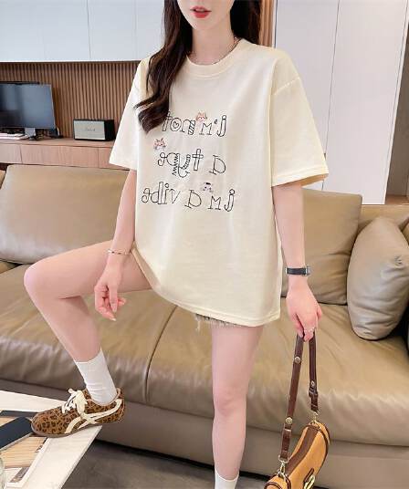 실사 남자 바 면 반팔 티셔츠 여성 여름 새로운 루즈핏 패션 다용도 외국 가스 라운드 넥 자수