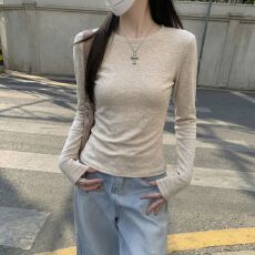 批发实拍280克绵羊绒德绒<b class='q'>打底衫</b>女春秋冬长袖T恤<b class='q'>加绒</b>圆领正肩