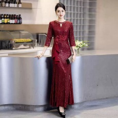 批发高端喜婆婆婚宴装旗袍2025新款年轻妈妈婚礼晚礼服高贵<b class='q'>鱼尾</b>高级感