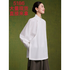 批发Supima匹马棉新中式国风长袖衬衣女设计感衬衫女