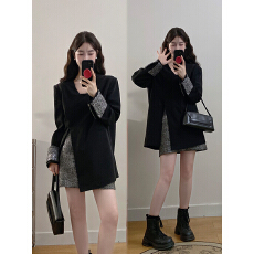 批发实拍~大码女装2026春季新款胖mm<b class='q'>显瘦</b>休闲V领上衣半身裙两件套