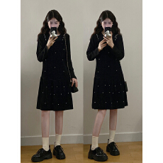 批发实拍~大码女装2026春季新款胖mm<b class='q'>显瘦</b>气质小黑裙假两件连衣裙