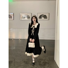 批发实拍~大码女装2026春季新款法式气质娃娃领遮肉显瘦<b class='q'>长袖</b>连衣裙