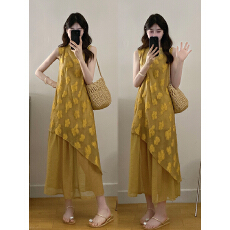 批发实拍~大码女装2026夏季新款高级感碎花复古新中式网纱拼接<b class='q'>连衣裙</b>