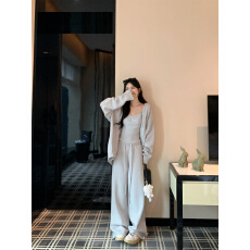 实拍实价~慵懒风针织开衫吊带三件套