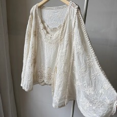 批发重工刺绣 精致绣花开衫披肩小吊带 两件套