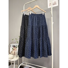 批发实拍 秋季新款韩版碎花松紧腰半身裙中长款森系甜美百搭a字伞裙