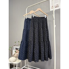 批发实拍 秋季新款韩版碎花松紧腰半身裙中长款森系甜美百搭a字伞裙