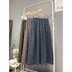 批发实拍 秋季新款磨毛碎花半身裙小<b class='q'>清新</b>田园ins百搭松紧腰长款蛋糕裙