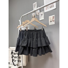 批发实拍 秋冬新款2025高品质毛呢半身裙格子毛呢蛋糕裙甜美减龄短裙