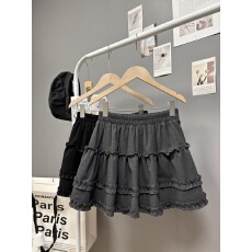 批发实拍 秋冬新款2025木耳花边拼接半身裙女呢料蛋糕裙<b class='q'>甜美</b>减龄短裙