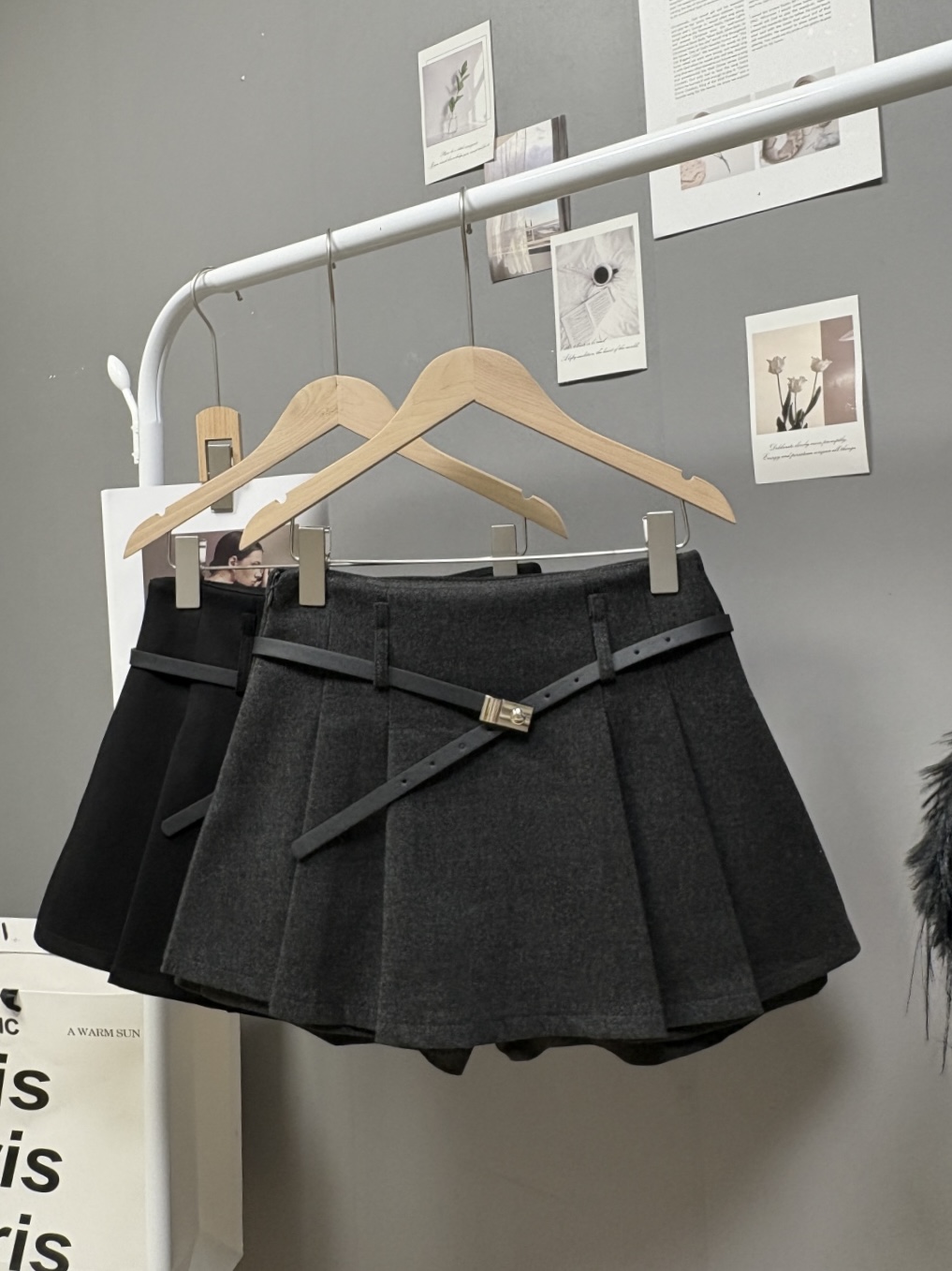 MY15488# 优质版呢子半身裙女防走光a字百搭减龄百褶短裙裤裙女裝貨源服裝批發