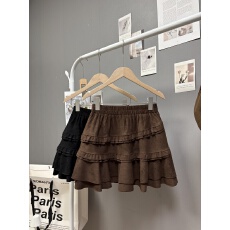 批发实拍 秋冬新款2025不规则木耳边蛋糕裙半身裙<b class='q'>甜美</b>减龄鹿皮绒短裙