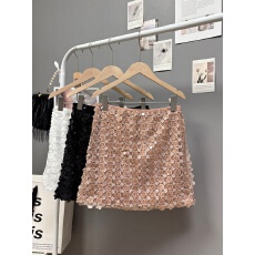 批发实拍 新款2025超重工珠片花朵<b class='q'>半身裙</b>时尚甜辣别致设巨好看A字短裙