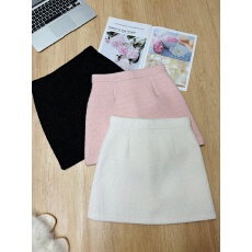 批发实拍 秋冬新款韩系<b class='q'>甜美</b>粉色亮丝呢子半身裙简约百搭a字包臀短裙