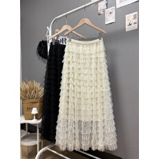 实拍 新款韩系穿搭2025波点千层蛋糕裙超仙绝美百搭显瘦纱裙长裙