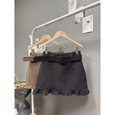 批发实拍 秋冬新款2025韩系chic甜美荷叶边鱼尾半身加绒毛呢包臀短裙