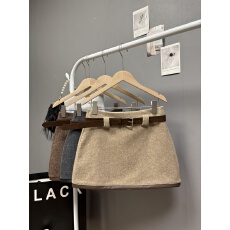 批发实拍 秋冬新款韩系简约<b class='q'>复古</b>撞色毛呢半身裙高级感百搭显瘦a字短裙