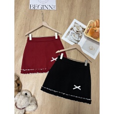 批发实拍 <b class='q'>秋</b>冬新款新年圣诞穿搭半身裙韩系少女蕾丝木耳边蝴蝶结短裙