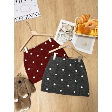 批发实拍 <b class='q'>秋</b>冬新款甜辣风韩系少女波点仿羊羔毛半身裙时尚百搭a字短裙