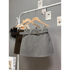 批发实拍 秋<b class='q'>冬</b>新款2025韩系高级感毛呢高腰半身裙简约百搭显瘦a字短裙