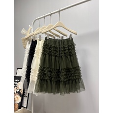 批发实拍 早春<b class='q'>新款</b>2026韩系ins超美仙气半身裙木耳边蛋糕裙系带中裙