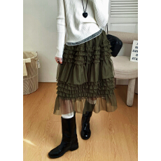 批发早春新款韩系chic绝美纱裙蛋糕裙层层荷叶边超仙中裙<b class='q'>甜美</b>五分裙