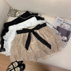 批发实拍 春季新款2026韩系甜心少女蛋糕裙超美半身裙蝴蝶结系带短裙