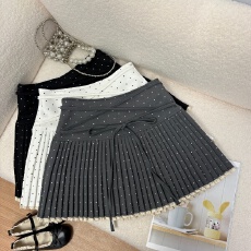 批发实拍 春季新款2026韩系甜妹穿搭绑带<b class='q'>半身裙</b>花边拼接波点<b class='q'>百褶</b>短裙