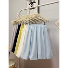 批发实拍 夏季新款2026花苞灯笼半身裙韩系ins纯色<b class='q'>百搭</b>高级感口袋中裙