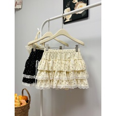 批发实拍 春夏新款韩系少女波点<b class='q'>半身裙</b><b class='q'>蕾丝</b>边拼接甜美减龄蛋糕裙裤裙