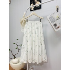 批发实拍 春夏新款韩版百搭甜美小清新伞裙刺绣<b class='q'>半身</b>裙中长款a字棉裙子