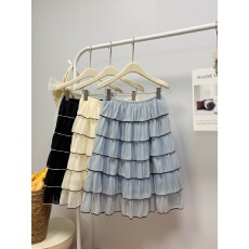 批发实拍 春夏新款法式浪漫多层荷叶边撞色蛋糕裙<b class='q'>中裙</b>超仙绝美半身裙