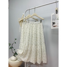 批发实拍 夏季新款法式温柔风小清新碎花半身裙中长款甜美简约蛋糕裙