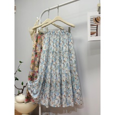 批发实拍 夏季新款2026法式复古油画风碎花半身裙百搭中长款A字伞裙