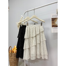 批发实拍 夏季新款韩系ins波点不规则荷叶边蛋糕裙时尚雪纺半身裙<b class='q'>中裙</b>