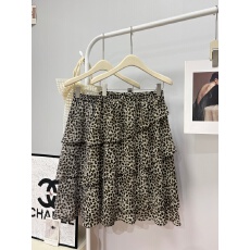 批发实拍 夏季新款韩系ins豹纹不规则荷叶边蛋糕裙时尚复古半身裙<b class='q'>中裙</b>