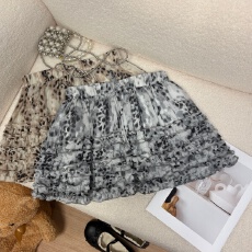 实拍 春夏新款2026韩系重工多层木耳边豹纹半身蛋糕裙小个子短裙