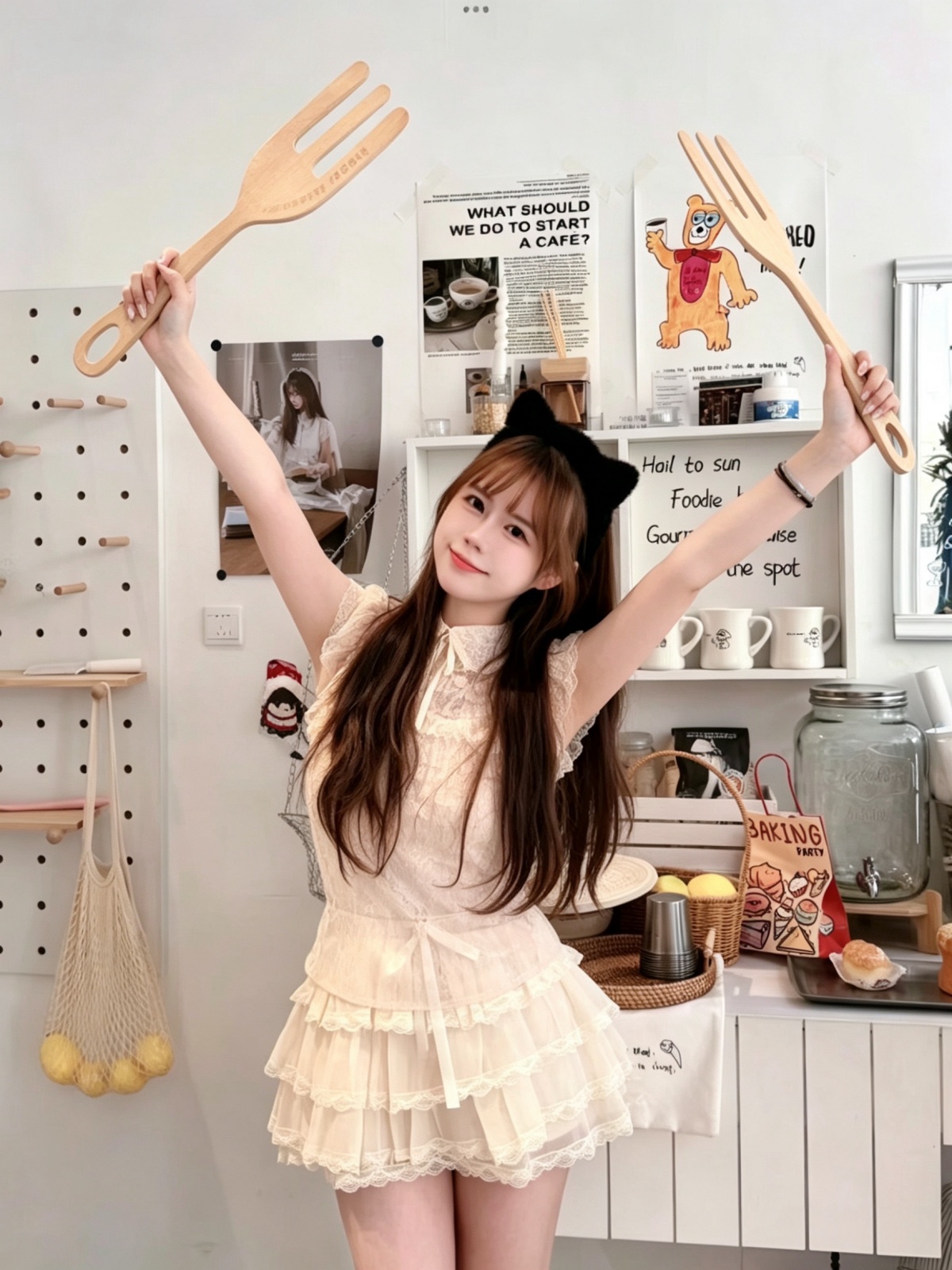 여름 새로운 한 부서 인형 케이크 드레스 달콤함 연령 감소 퍼프 미니 스커트 레이스 레이스 패치워크 층 반 스커트