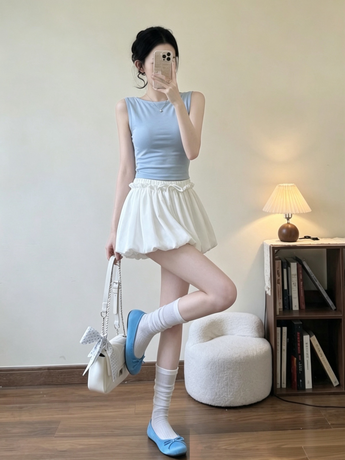 여름 새로운 한 부서 chic 아세트산 광택 구름 꽃밭 반신 스커트 프릴 레이스업 노출 방지 미니 스커트