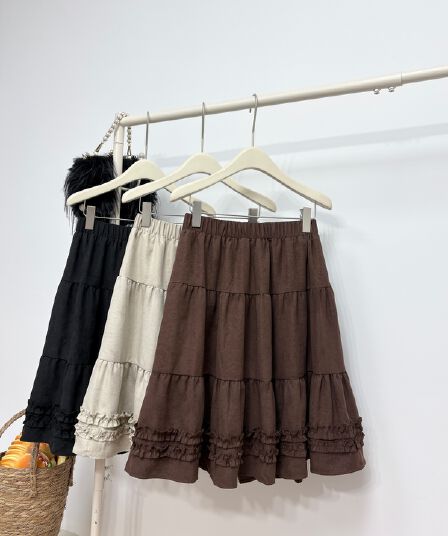 실사 가을 새로운 한 부서 chic 목이버섯 레이스 패치워크 반신 스커트 달콤함 연령 감소 한 마디 중간 스커트 5 점 치마