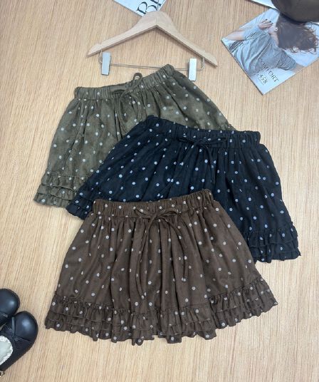 실사 가을 새로운 목이버섯 레이스 패치워크 도트 무늬 반신 스커트 허리밴드 레이스업 달콤함 연령 감소 케이크 미니 스커트
