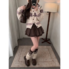 批发秋冬季新款韩系少女木耳边拼接设计感百褶短裙防走光甜辣裤裙